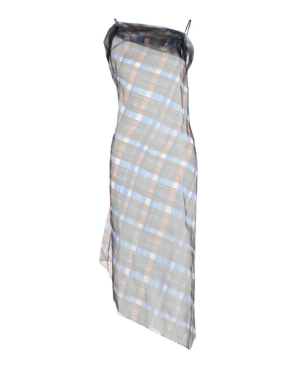 NEW SALVATORE FERRAGAMO women's organza plaid-check midi dress in multi